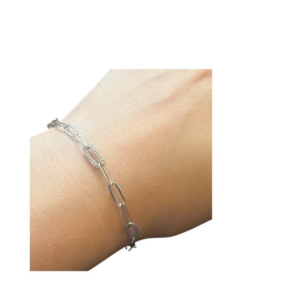 Vince Camuto Freya Bracelet Silver Paper Clip Design Chain Clip With Box New - Picture 1 of 4